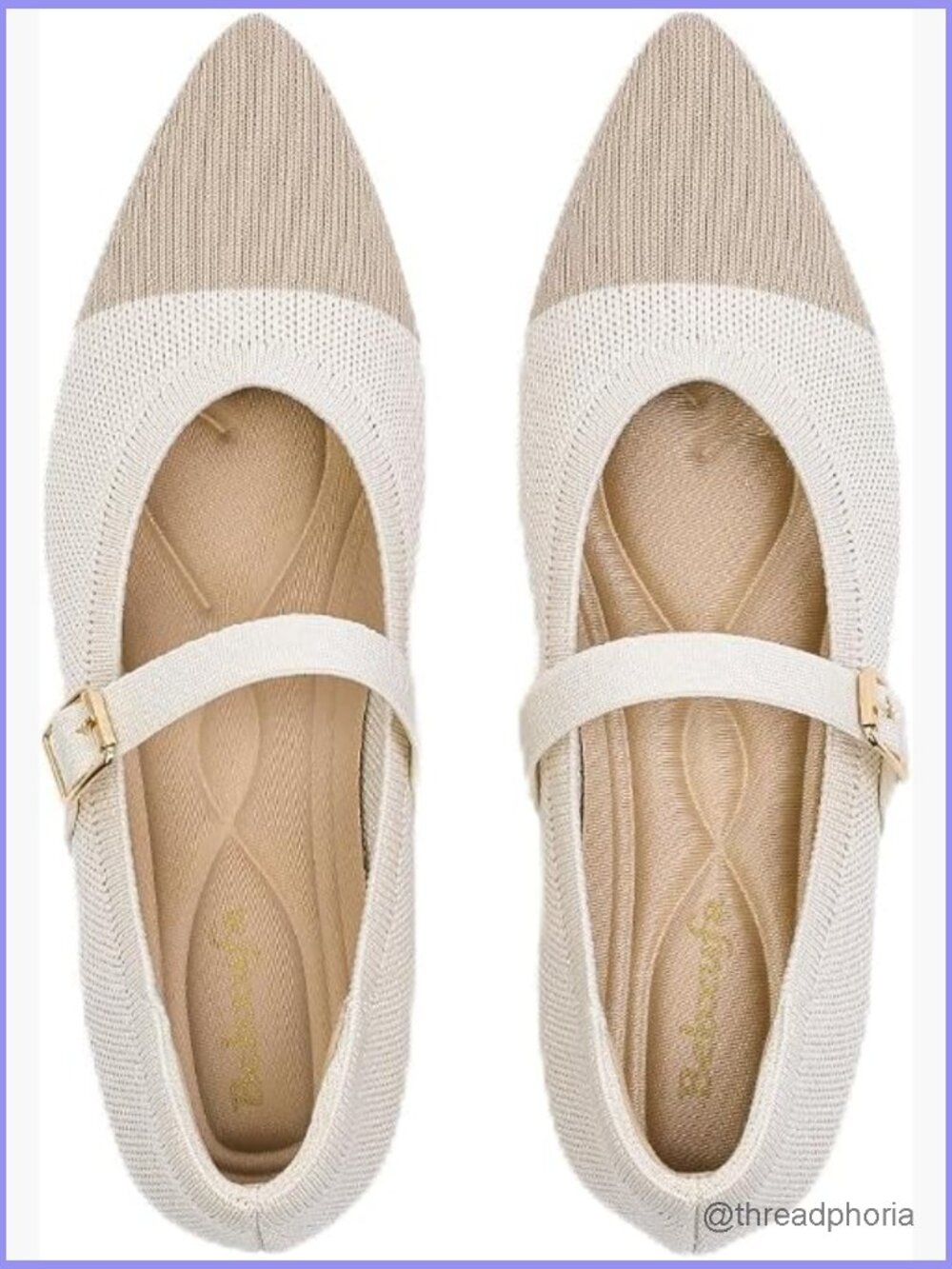 Women's Pointed Toe Knit Mary Jane Ballet Flats for Office Casual Wear Stretchy